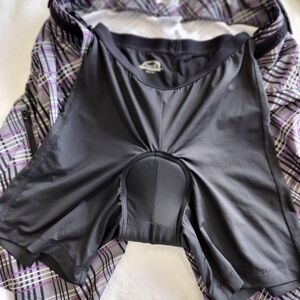 Women's Plaid Cycling Shorts with Black Padding Size S